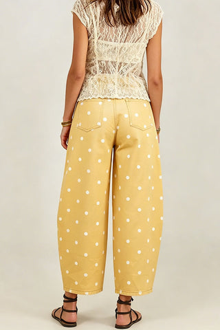 Polka Dot High-Waist Barrel Jeans