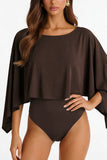 One-Shoulder Flutter Sleeve Bodysuit