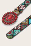 Geometric Print Beaded Edge Belt