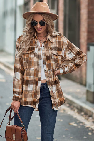 Plaid Button-Front Long Sleeve Shirt