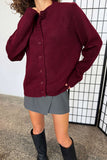 Ribbed Crew Neck Button-Front Cardigan