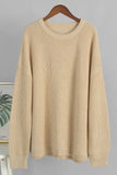 Textured Knit Crew Neck Oversized Sweater