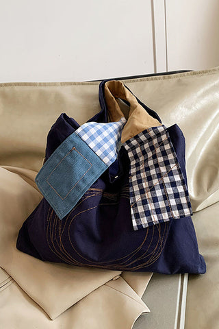 Patchwork Plaid Tote Bag