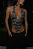 Beaded Halter Chain-Link Tank