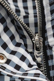 Plaid Drawstring Hem Zip-Up Jacket