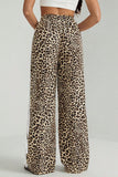 Leopard Print Side Stripe Wide Leg Pants