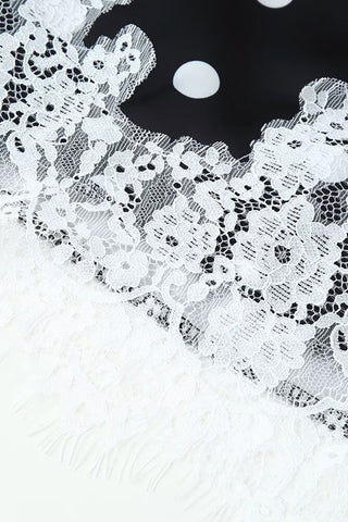 Polka Dot Lace Hem Midi Skirt