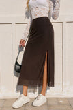 High-Waist Side-Slit Midi Skirt