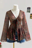 Floral V-Neck Long Sleeve T-Shirt