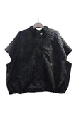 Knit Shoulder Suede Mock Neck Vest