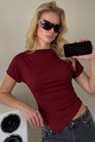 Boat Neck Asymmetrical Ruched Top