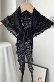 Openwork Crochet Triangle Scarf