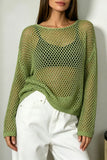 Long-Sleeve Crochet Knit Top