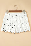 Polka Dot Scallop Hem Shorts