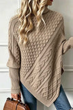 Mock Neck Cable Knit Asymmetrical Sweater