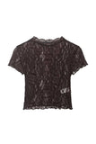 Sheer Floral Lace Short Sleeve T-Shirt