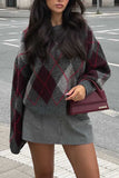 Argyle Knit Crew Neck Sweater