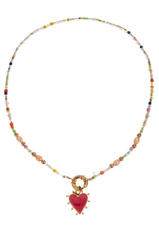 Heart Pendant Beaded Necklace
