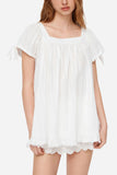Square-Neck Ruffle Hem Blouse