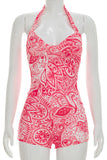 Snake Print Halter Bodycon Mini Short Set