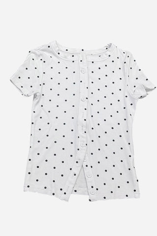 Button-Front Polka Dot T-Shirt