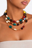 Multi-Strand Polished Stone Bead Necklace