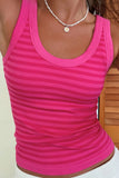 Striped Scoop Neck Ribbed Tank Top