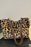 Faux Fur Leopard Print Tote Bag