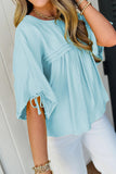 Tie Pleated Babydoll Blouse