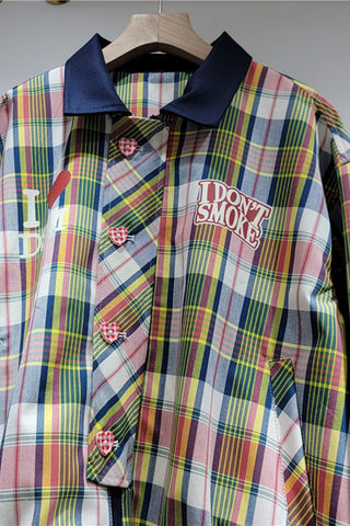 Plaid Graphic Print Zip-Up Bomber Jacket