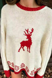 Reindeer Intarsia Crew Neck Sweater