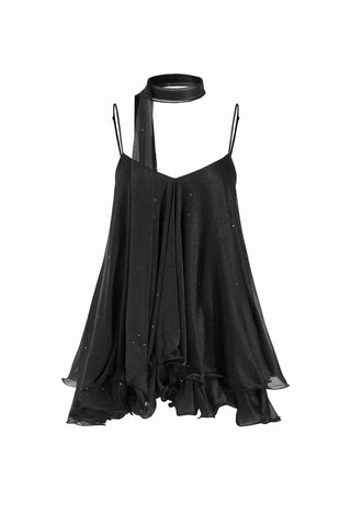 Ruffle Hem Spaghetti Strap Mini Dress