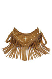 Fringe Studded Cross Shoulder Bag