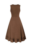 Lace-Up Ruched Sleeveless Casual Dress