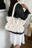 Braided Handle Faux Fur Tote Bag