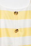 Button-Front Striped Fit and Flare Dress
