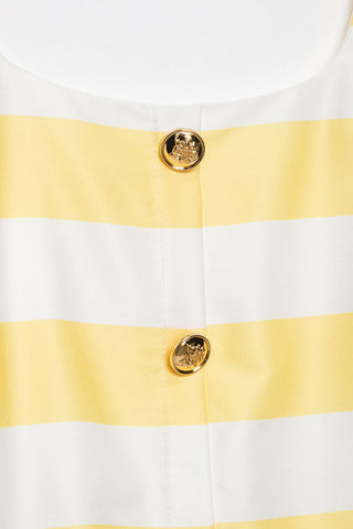 Button-Front Striped Fit and Flare Dress