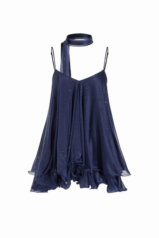 Ruffle Hem Spaghetti Strap Mini Dress