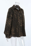 Leopard Print Button-Front Long Sleeve Shirt
