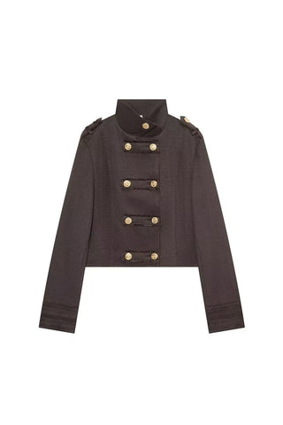 Button Double-Breasted Crop Jacket