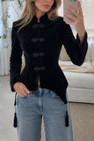 Velvet Frog Button Tassel Jacket