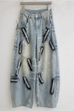 Wide-Leg Denim Jeans with Statement Design