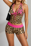 Leopard Print Halter Numbered Short Set