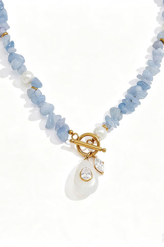 Chip Stone Toggle Charm Necklace