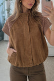 Knit Shoulder Suede Mock Neck Vest