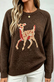 Deer Intarsia Crew Neck Knit Sweater