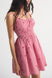 Smocked Gingham Casual Dress