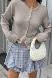 Button-Front Ribbed Knit Cardigan
