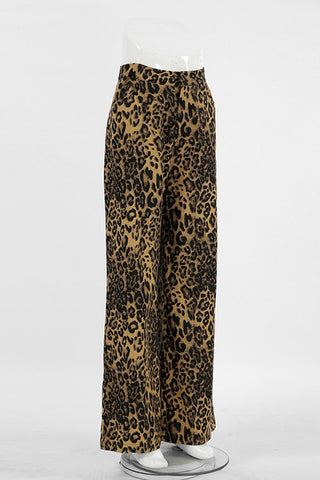 Leopard Print High-Waist Wide-Leg Casual Pants