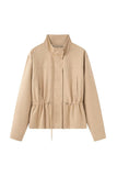 Stand Collar Drawstring Waist Jacket